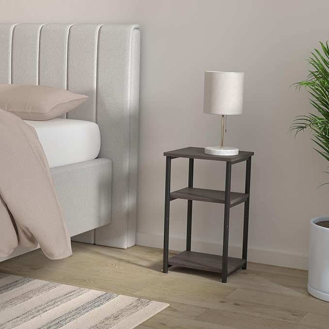 VASAGLE Side Table, Small End Table, Tall Nightstand for Living Room, Bedroom, Office, Bathroom, Chestnut Brown and Classic Black ULET273B74