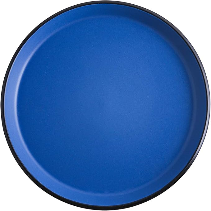 Stone Lain Albie Stoneware 32-Piece Modern Dinnerware Set, Kitchen Plates and Bowls Sets, Dish Set for 8, Blue and Black