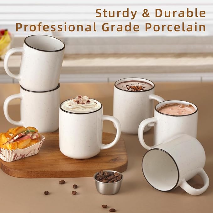 Coffee Mugs Set of 6, 12 oz Coffee Cups Ceramic, Ceramic Coffee Mug with Handle and Speckled Patterns for Latte, Tea, Cocoa, Milk, Cappuccino, Microwave & Dishwasher Safe
