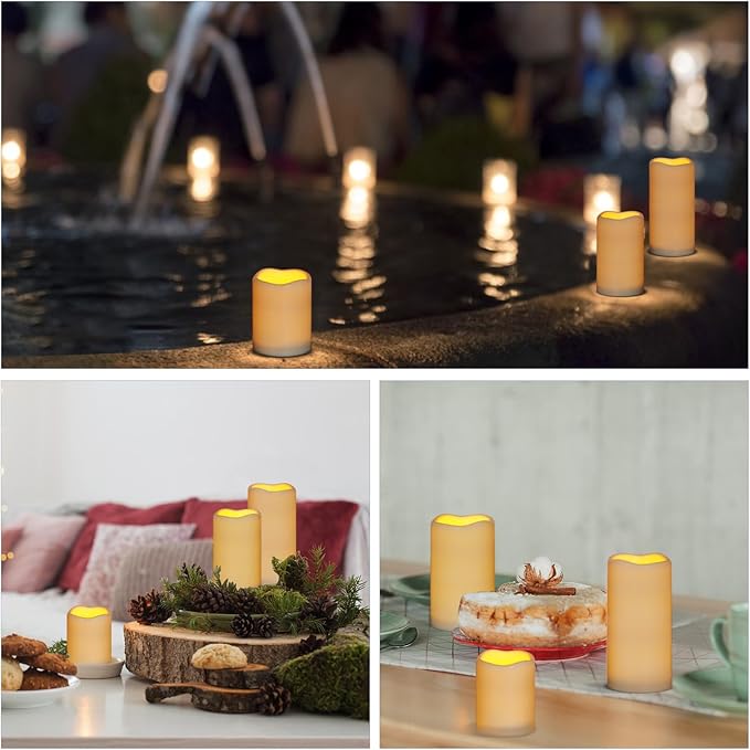 Flameless Candles 4" 5" 6" Set of 18 Ivory Waterproof Pillars Battery Operated Flickering Candles Include 10-Key Remote Timer Function 400+ Hours by 2 AA Batteries (Warm Light 18 Pack)
