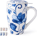 GBHOME Tea Mug with Infuser and Lid, 18 Ounce Large Ceramic Loose Leaf Cup, Microwave, Dishwasher Safe, Perfect for Tea Lovers