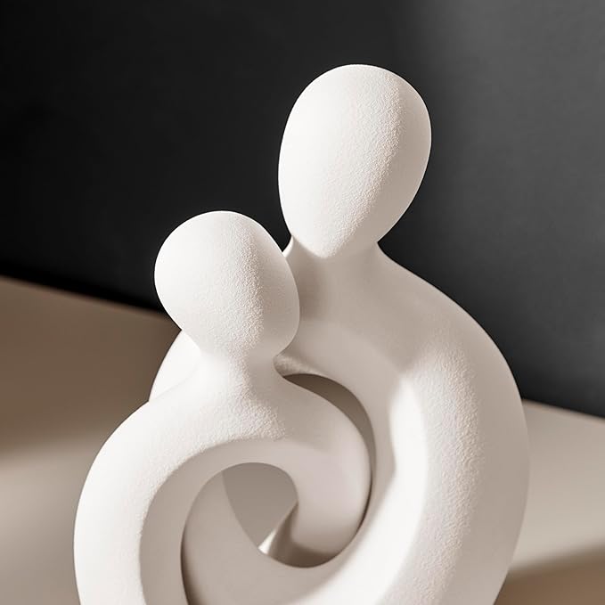 Danya B. Hans Cream Abstract Intersecting Circle Tender Couple Decorative Accent Matte Ceramic Sculpture Figure