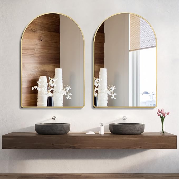24x36 inch Gold Arched Mirror for Bathroom Vanity Mirror or Wall Decor Arch Mirror Brushed Metal Frame Wall Mounted Mirror for Bathroom LivingRoom Bedroom Entryway