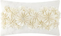 KINGROSE 3D Handmade Flowers Decorative Throw Pillow Cover Solid Velvet Artistic Cushion Covers Home Decor Pillow Case for Sofa Couch Chair 12 x 20 Inches Cream Velvet