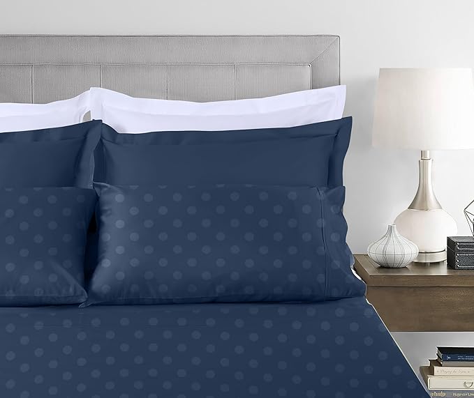 Threadmill Cotton Twin XL Sheet Set | 100% Cotton Sheets for Twin XL Size Bed | Damask Jacquard Sateen Twin XL Bed Sheets Set | 16” Deep Pocket | Soft Breathable 3pc Cooling Sheet Set | Folkstone Blue