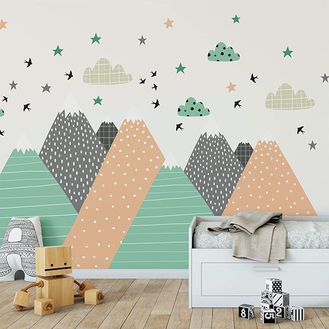 Children's Wall Sticker for Baby Room Decoration – Giant Scandinavian Mountains Darinka – H120 x L180 cm