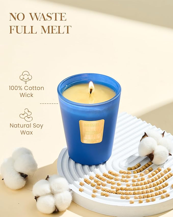 M&SENSE Peaceful Patchouli Scented Natural Soy Wax Candle, 14.1oz 60 Hours Long Lasting Slow Burning, Aromatherapy Fall Winter Candle for Stress Relief Festival Gifts for Home Decor