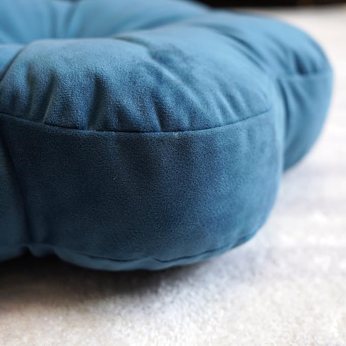 ARTMAGIC Flower Shaped Velvet Decorative Throw Pillow Cushion Ultra Soft Cute Floor Pillow for Couch Bed Sofa (Peacock Blue)