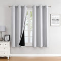 ChrisDowa 100% Blackout Curtains for Bedroom with Black Liner, 2 Thick Layers Total Blackout Thermal Insulated Grommet Small Window Curtains 2 Panels Set (Greyish White, 42 x 45 Inch)