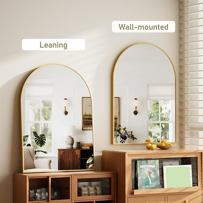 HARRITPURE 32"x48" Arched Bathroom Mirror - Gold Wall Mounted Vanity Mirror Aluminum Alloy Frame Large Arch Wall Mirror for Living Room, Bedroom and Entryway