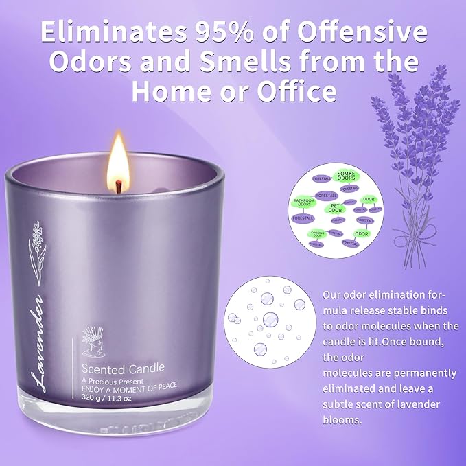 Lavender Candles for Home Scented, 2 Pack 23oz Large Jar Aromatherapy, Highly Fragranced Scented Candle Set, Candles Gifts for Women, Mom, Healing & Luxury Candle for Home