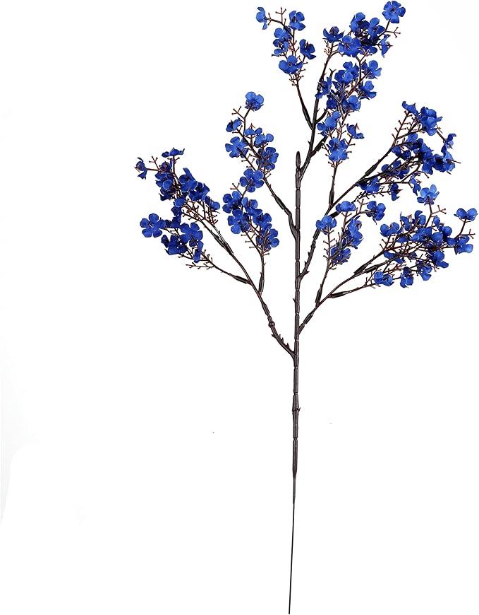 JAKY-Global Real Babys Breath Artificial Flowers Dark Blue 6 Bundle Vase Filler European Fake Silk Plants Decor Dresser Wedding Party Decoration Bouquets DIY Home Garden