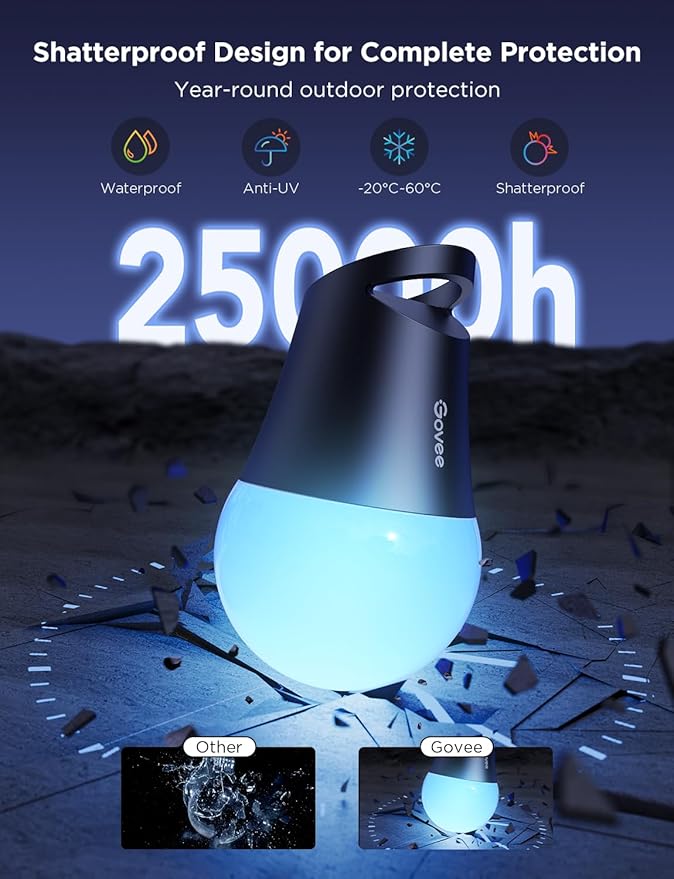 Govee Smart Outdoor String Lights 2, 48ft Outdoor Lights with Dimmable Warm White LED Bulbs, 47 Scene Modes for Patio, Backyard, Balcony, IP65 Waterproof, Works with Alexa, App Control