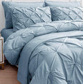 LANE LINEN Twin Comforter Set, 5 Piece Twin Bedding Sets for Boys, Pintuck Twin Size Bed Set, Pinch Pleated Twin Bed in a Bag Set, Twin Bed Comforter Set with Sheets, Pillowcase & Sham - French Blue