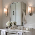 ANDY STAR 24"x36" Brushed Nickel Mirror, Scalloped Bathroom Wall Mirror with Metal Frame for Vanity, Vintage Design Ideal for Entryway, Living Room & Bedroom Decor