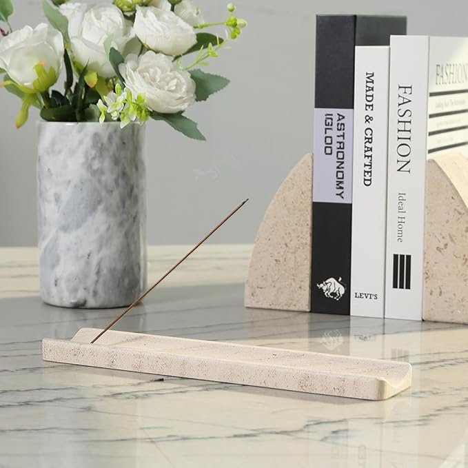 Koville Marble Incense Holder, Incense Holder for Sticks, Incense Sticks Holder Ash Catcher for Meditation Yoga SPA, Natural Stone Incense Burner, Home Table Decor