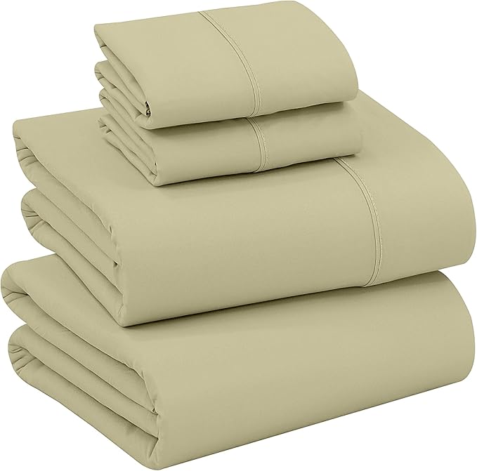RUVANTI 100% Cotton Full Size Bed Sheets, 4 Pieces, Soft & Breathable Percale Weave Bedding, Deep Pocket 16", Hotel Standard, Crisp Cool Feel, Durable, Perfect Sheet Set Dyed, Sage Green
