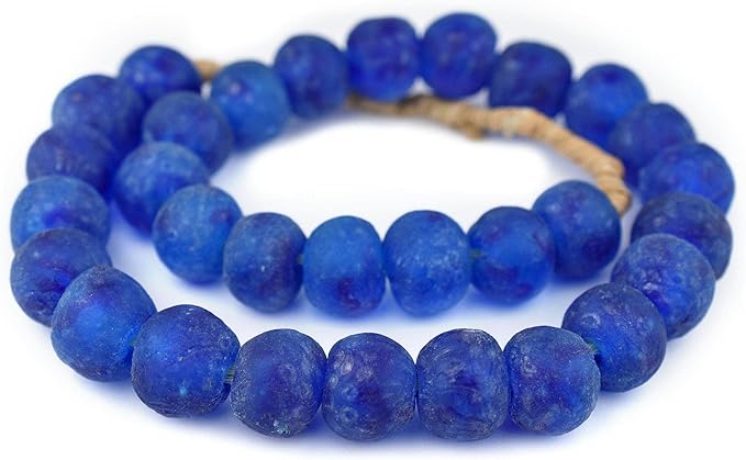 Jumbo Recycled Glass Beads, 21–25mm – African Sea Glass for Wall Hangings, Coffee Table Decor, Shelf Styling, and Home Accents – (Aqua Swirl) – The Bead Chest