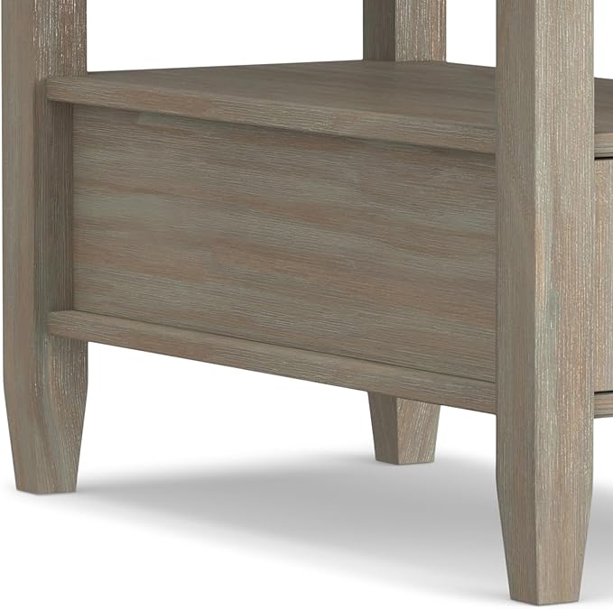 SIMPLIHOME Warm Shaker SOLID WOOD 14 inch Wide Rectangle Transitional Narrow Side Table in Distressed Grey for the Living Room and Bedroom