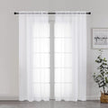 Chyhomenyc White Sheer Curtains 72 Inch Length 2 Panels, Light Filtering Top Dual Rod Pocket Voile Window Curtain Drapes for French Door, Bedroom Living and Children Room, Each 42W x 72L