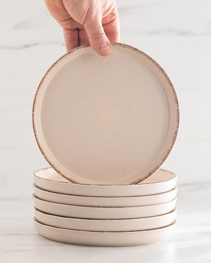 Stoneware dinnerware set 8 persons Rustic 32 pcs - Rustic design dinnerware set, dishwasher safe - Bowl and plate set - Pure Living dinnerware in beige…