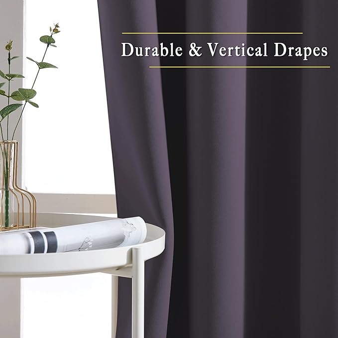 NICETOWN Greyish Purple Doorway Curtains 78 inches Long for Bedroom, Grommet Window Treatment Thermal Insulated Privacy Blackout Curtains & Drapes for Living Room, Set of 2, W52 x L78