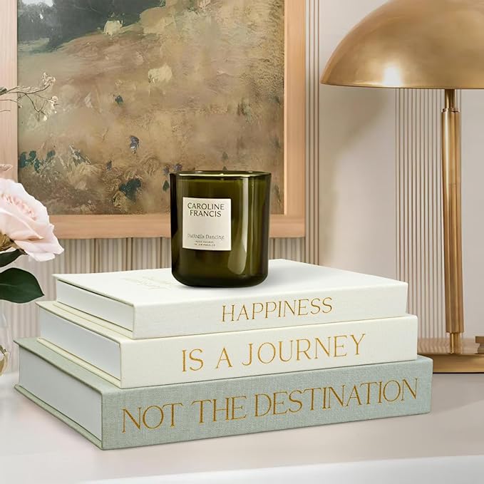 Set of 3 Linen Decorative Books for Home Decor,Modern Faux Decor Book Stack for Decoration,Aesthetic Books for Coffee Table/Bookshelf/Mantel Decor,Photo Storage or Keepsake Box for Decor
