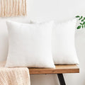 Throw Pillow Covers White Decorative Velvet Set of 2 16x16 Inch Pillow Covers, Soft Pillow Covers for Couch Sofa Bed Living Room, Farmhouse Neutral Home Boho Decor, Square Accent Cushion Cases