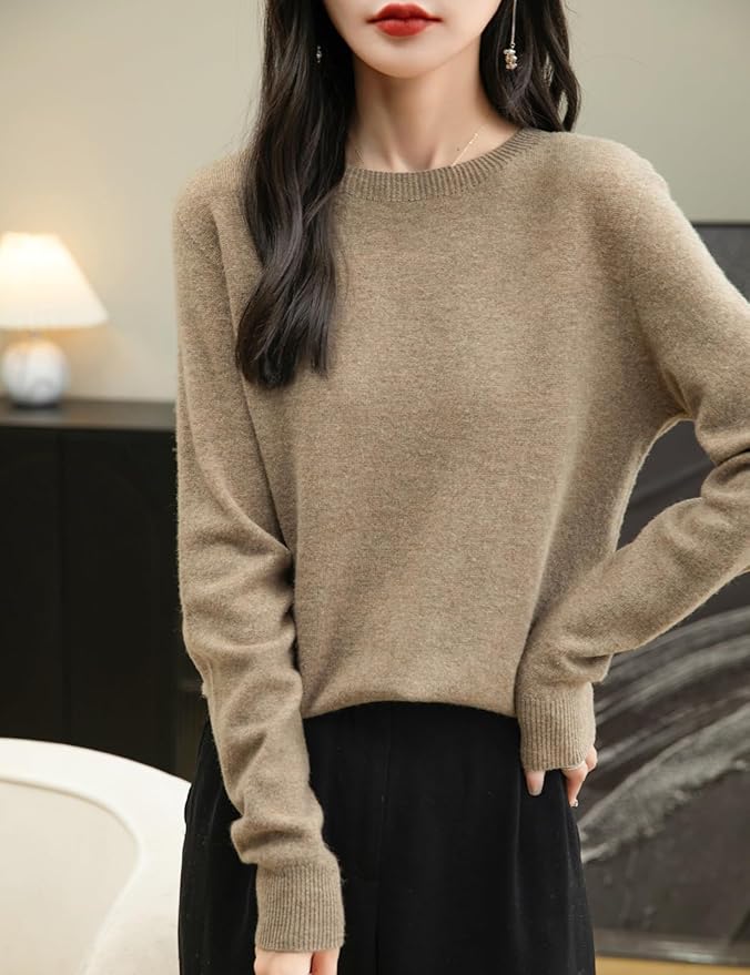 Chanyarn Women's 100% Merino Wool 2025 Fall Winter First-Line Ready to Wear Long Sleeve Seamless Knit Crewneck Sweater