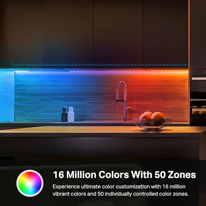 Kasa Smart LED Light Strip, 50 Color Zones RGBIC, 16.4ft Wi-Fi LED Strip Works w/ Alexa, Google Home & SmartThings, High Brightness, 16M Colors, PU Coating, Trimmable, 2 Yr Warranty (KL420L5)