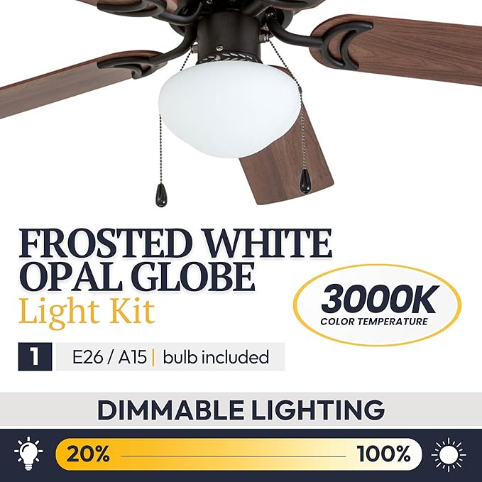 Prominence Home Alvina Traditional 42 Inch Ceiling Fan with Light, LED Flush Mount Ceiling Fan, Indoor Fan with 5 Blades, Light Cherry and Maple Brown Blade Finish Options, Bronze (50860-01)