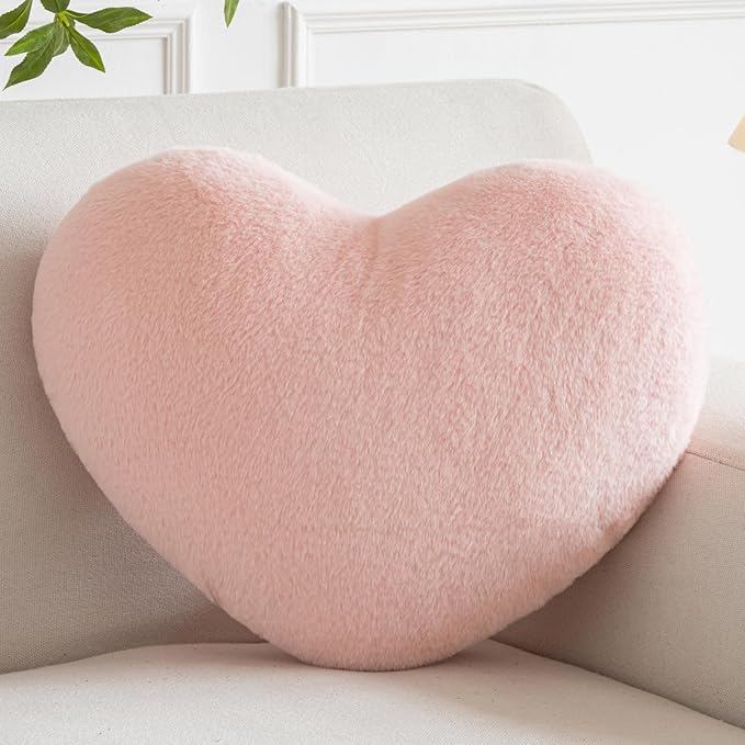 Xiashrk Heart Pillow, Heart Shaped Pillow for Bed Couch, Soft Decorative Heart Throw Pillow, Cute Decorate Pillows, Heart Pillows for Bedroom Living Room (Pink, Medium 15.7"x11.8")