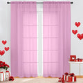 OWENIE Sheer Pink Curtains, Sheer Curtains 84 inch Length 2 Panels Set, Rod Pocket Voile Fimly Sheer Drapes for Living Room/Bedroom, 2pcs, Each 42" W x 84" L