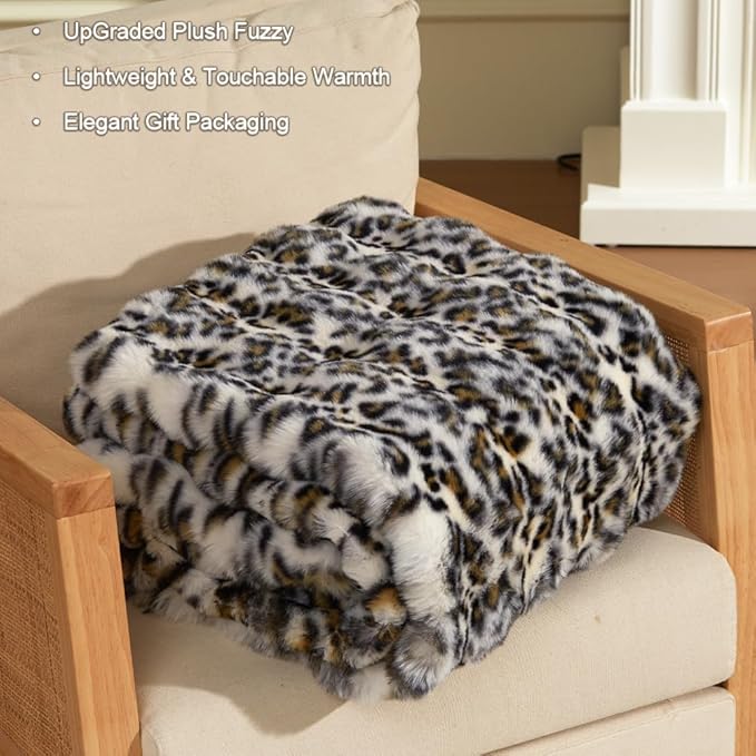 Soft Faux Rabbit Fur Black Throw Blanket Luxury Super Comfy Ultra Cozy Thick Warm Fluffy Blanket for Couch Chair Sofa Bed Living Room Camping, Plush Fuzzy Bubble Blanket, 970 GSM
