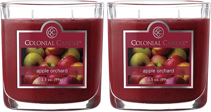 Colonial Candle Apple Orchard Scented Jar Candle, 2 Wick, 3.5 oz, Mottled Wax Candle (Pack of 2)