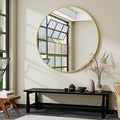 VooBang Black Round Bathroom Mirror, 42 inch Large Circle Wall Mounted Hanging Mirror with Simple Modern Circular Metal Frame for Hallway, Entryway, Living Room, Gold Frame