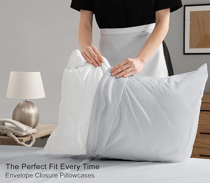 RUVANTI 100% Cotton California King Sheet Sets, 4 Pieces, Soft & Breathable Percale Weave Bedding, Deep Pocket 14", Hotel Standard, Crisp Cool Feel & Durable, Perfect Dyed Sheets, Quiet Gray