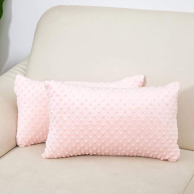 2 Packs Throw Pillow Covers, Neutral Decorative Couch Pillow Cover for Living Room Bed Sofa Rustic Farmhouse Boho Home Decor, Soft Plush Cushion Case Slipcover (Light Pink, 12"x 20")