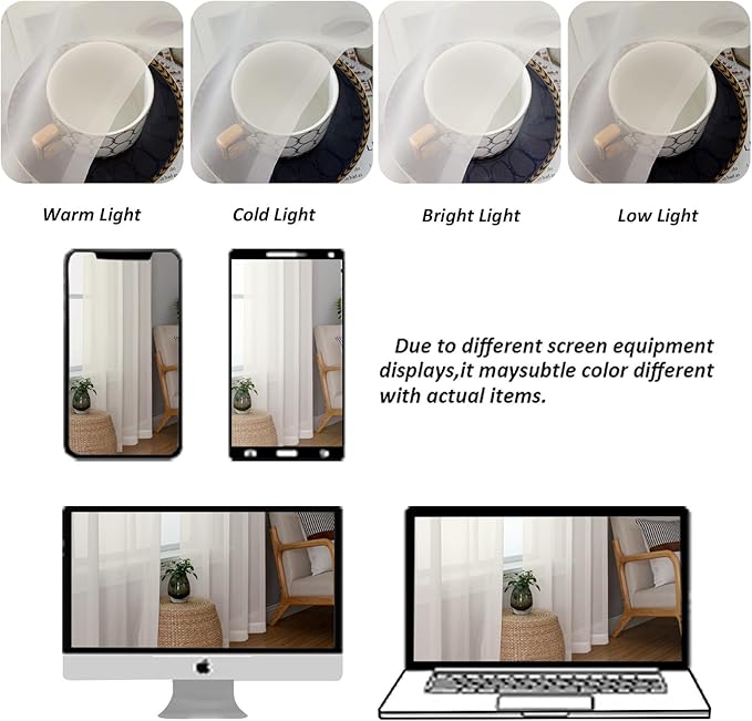Chyhomenyc Ivory Sheer Curtains 90 Inches Long 2 Panels, Light Filtering Ivory Curtains for Living Room, Soft Gentle Voile Rod Pocket Bedroom Window Drapes, 59Wx90L Inch, 2PCS