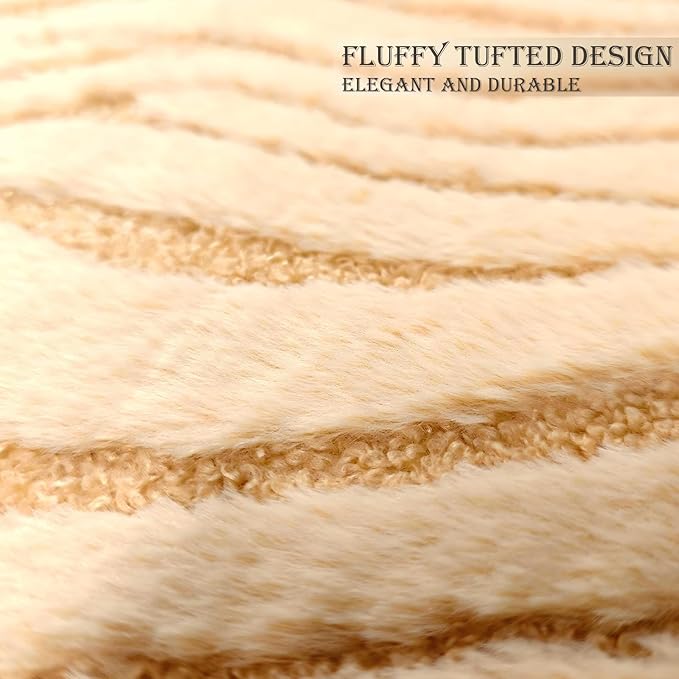 Khaki Pillow Covers 18" x 18" Striped Texture Decorative Pillow Covers for Couch Boho Tufted Fluffy Throw Pillow Covers for Outdoor Bed Sofa Chair Livingroom - 2 Pieces