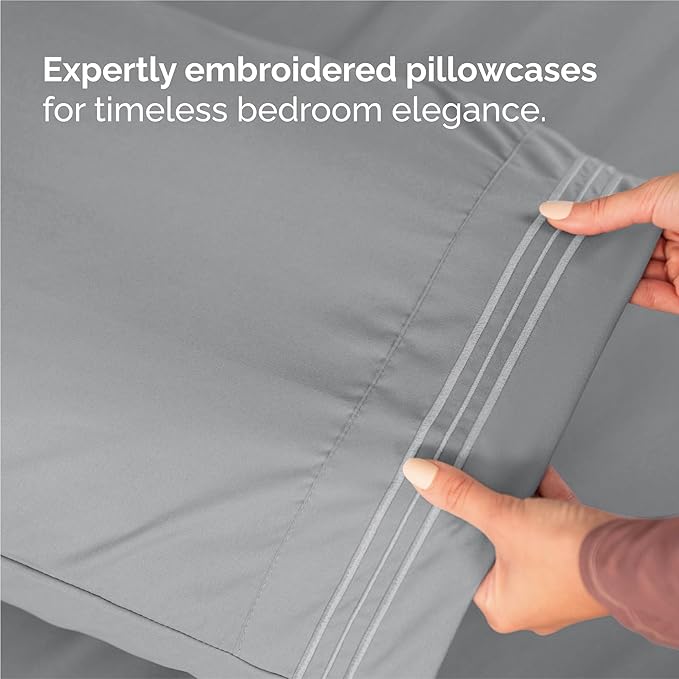 Split King Size 5 Piece Sheet Set - Comfy Breathable & Cooling Bed Sheets Set - Hotel Luxury Bedding for Women, Men, Kids, Teens, Boys & Girls - Deep Pockets and Wrinkle Free - Oeko-Tex - Steel Blue