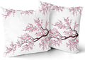 Cherry Blossom Throw Pillow Cover - Japanese Decorative Pillowcases 20x20 Inch Set of 2 Pink Flower Pillow Cases with Hidden Zipper Home Cushion Decorative