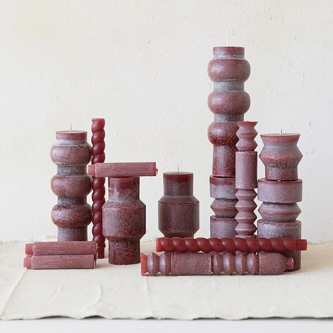 Creative Co-Op Unscented Totem Pillar, Cabernet Candles, 3" L x 3" W x 3" H, Purple