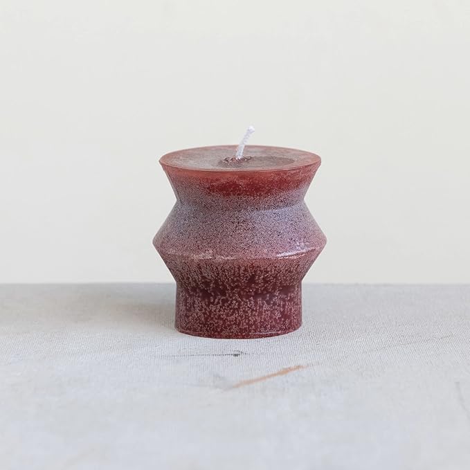 Creative Co-Op Unscented Totem Pillar, Cabernet Candles, 3" L x 3" W x 3" H, Purple