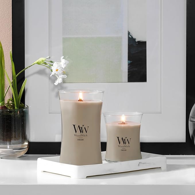 WoodWick Medium Hourglass Candle Fireside Scent Premium Soy Blend Wax Crackles as it Burns Perfect for Gifting 9.7oz