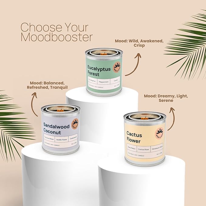 Wick & Star Vegan Non-Toxic, Wood Wick, Natural Coconut Soy Wax Aromatherapy Candle, Clean Burning (Apple Blossom)