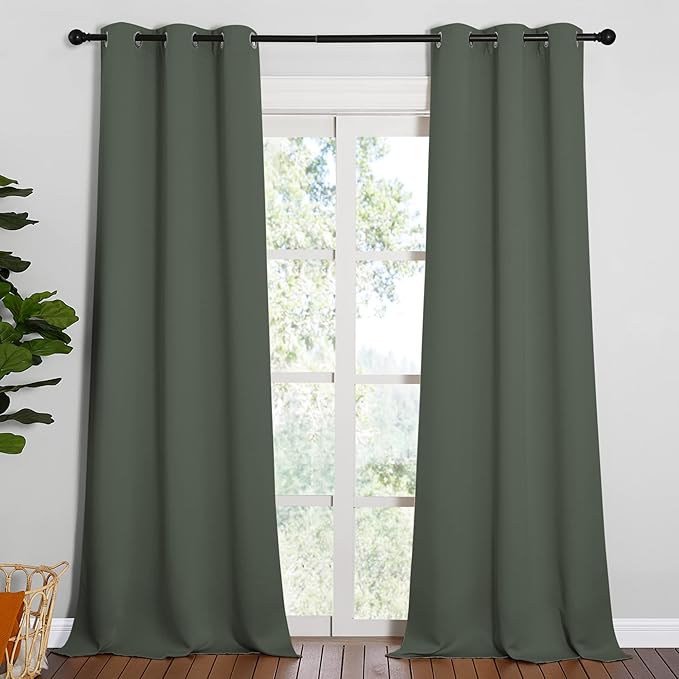 NICETOWN Room Darkening Curtain Panels - Toddler Boy Bedroom Drapes with Grommet Top, Energy Smart Window Treatment Curtains(Dark Mallard, 42 inches W x 95 inches L, 2 Panels)