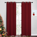 NICETOWN Christmas Burgundy Bedroom Curtains Blackout Draperies, Christmas Decorations Thermal Insulated Solid Grommet Top Blackout Drapes for Cafe (One Pair, 34 x 84-inch)