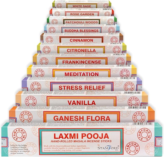 Stamford Masala Premium Mix Assorted Incense Sticks 15gram x 12 Pack | for Meditation, Aromatherapy, Healing, Yoga, Positivity and Relaxation |