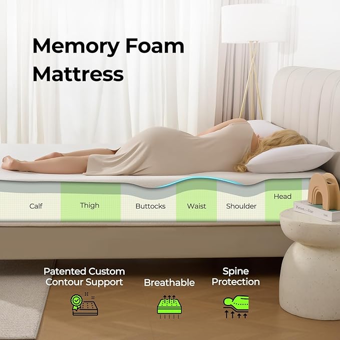 Rolanstar 6 Inch King Mattress Gel Memory for Cool Sleep & Pressure Relief, Medium Firm Feel, CertiPUR-US Certified, Mattress in a Box, White